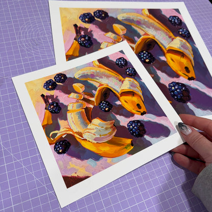 Bananas And Blackberries - Fine Art Print