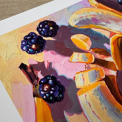 Bananas And Blackberries - Fine Art Print