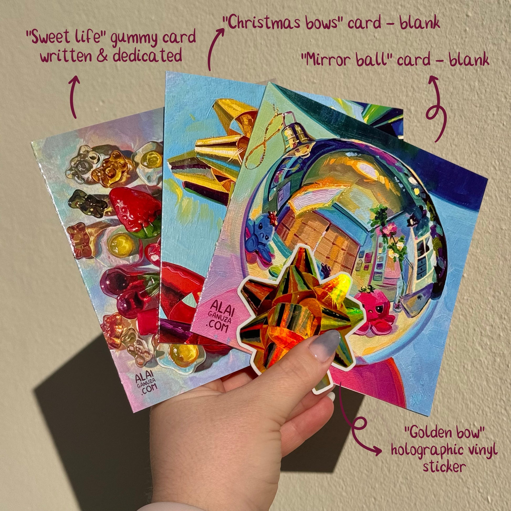 Holiday Cards + Holographic bow sticker - Christmas Bundle – AlaiGanuza