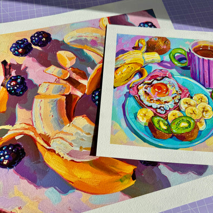 Bananas And Blackberries - Fine Art Print