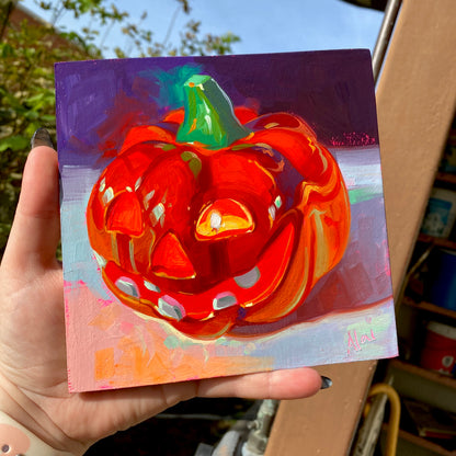 Calabaza sospechosa - Pintura al óleo original