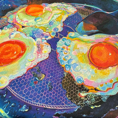 Pretty Big Eggs - Limited Fried Egg Art Print - Colorful Kitchen Wall Art