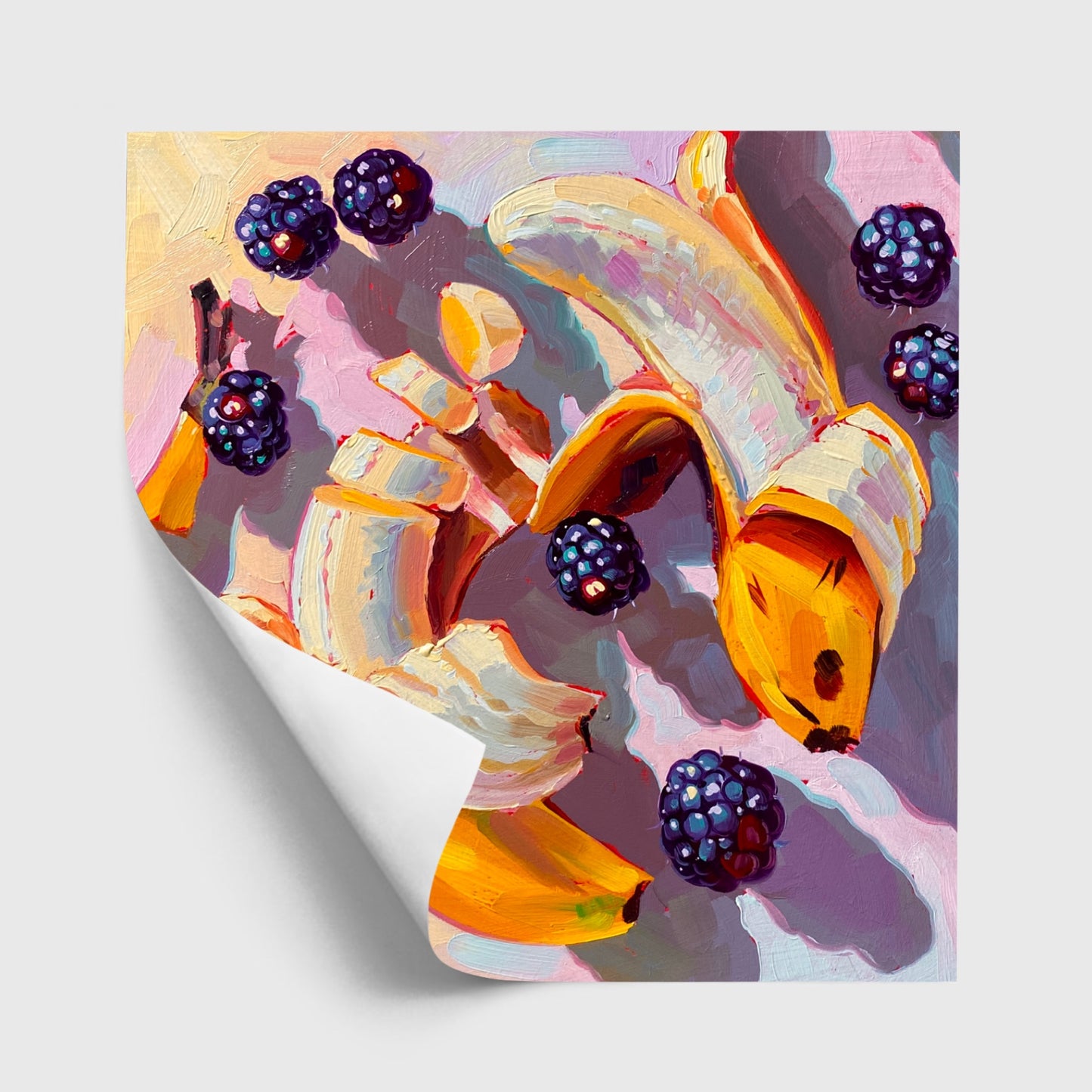 Bananas and blackberries - Oil painting Print