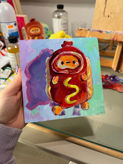 Potato hot dog - Original Oil Painting
