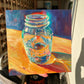 Water mason jar - Original Oil Painting