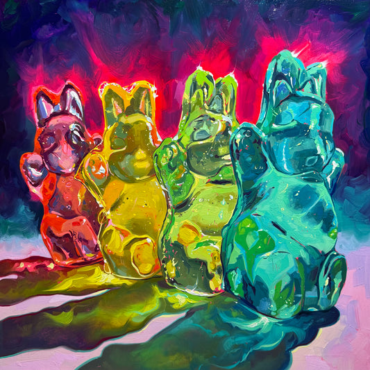 RYGBunnies - Original Oil Painting