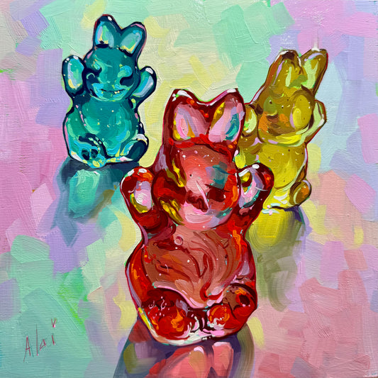 Bunny race - Original Oil Painting