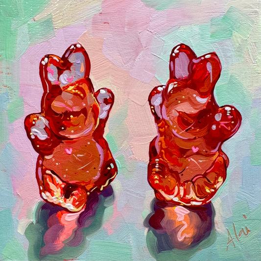 Bunny Couple - Original Oil Painting