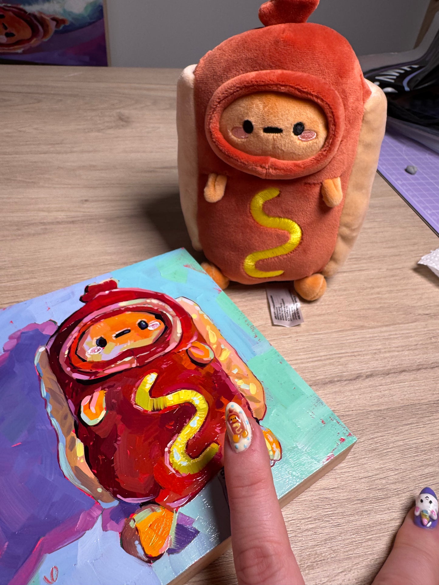 Potato hot dog - Original Oil Painting