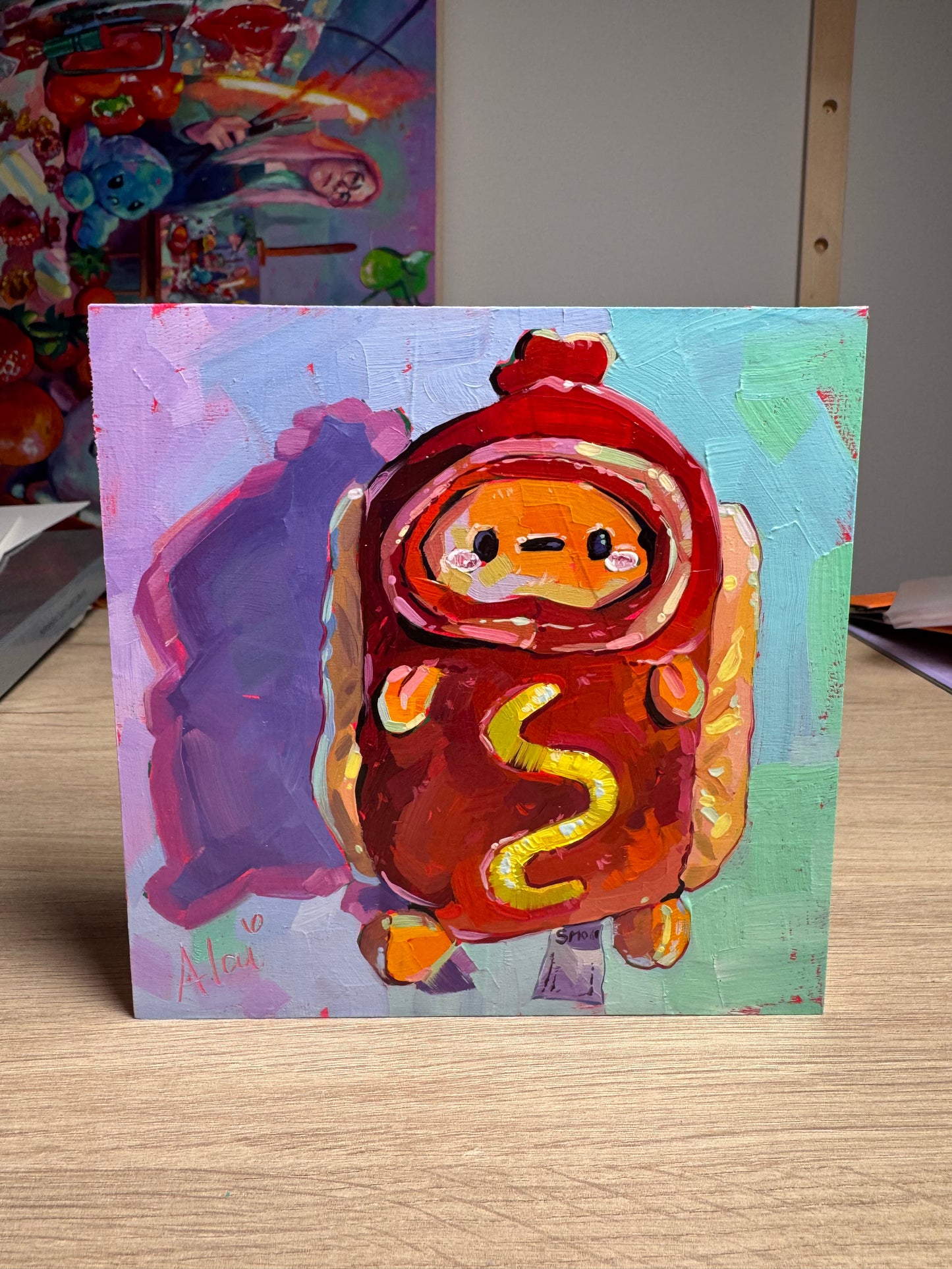 Potato hot dog - Original Oil Painting