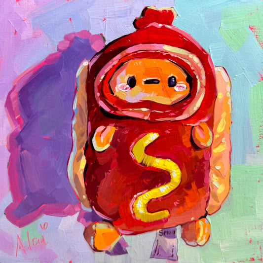 Potato hot dog - Original Oil Painting