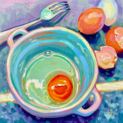 Cracking eggs - Original Oil Painting