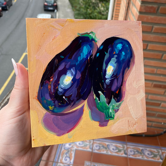 Eggplant couple - Original Oil Painting