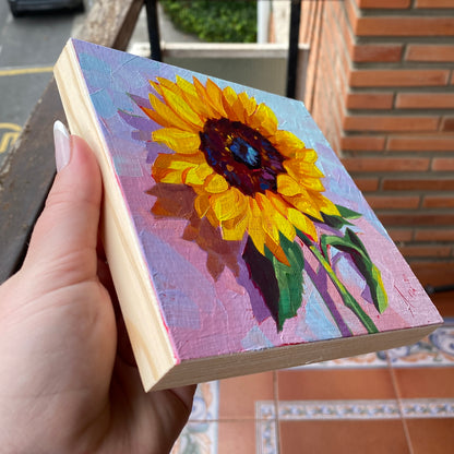 Sunflower - Original Oil Painting - Floral Wall Art - 6 inches