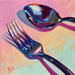 Fork and spoon - Original Oil Painting