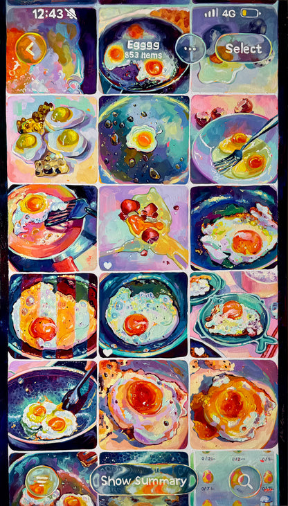 DTMF de Huevos - Original Oil Painting - 40x70 cm (15.7x27.5")