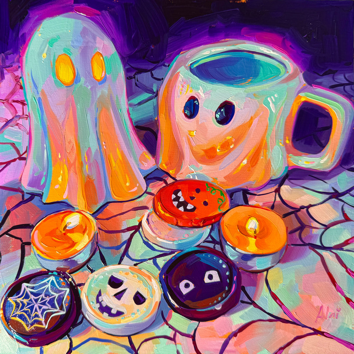 original ghost duet and chocolates oil painting in which the fine art print is based