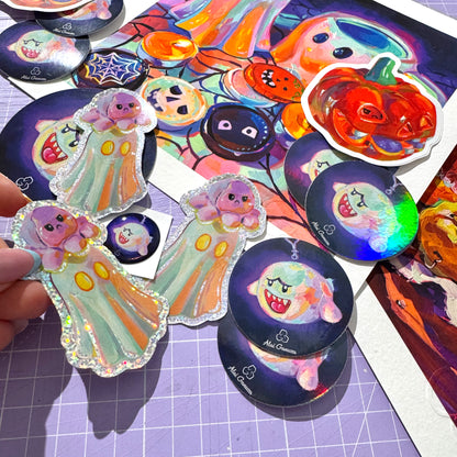 halloween themed stickers and goodies included in the purchase of the prints