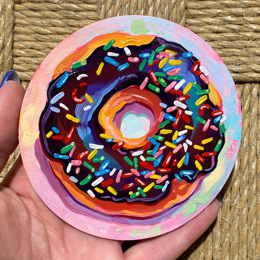 Mini chocolate donut - Original Oil Painting