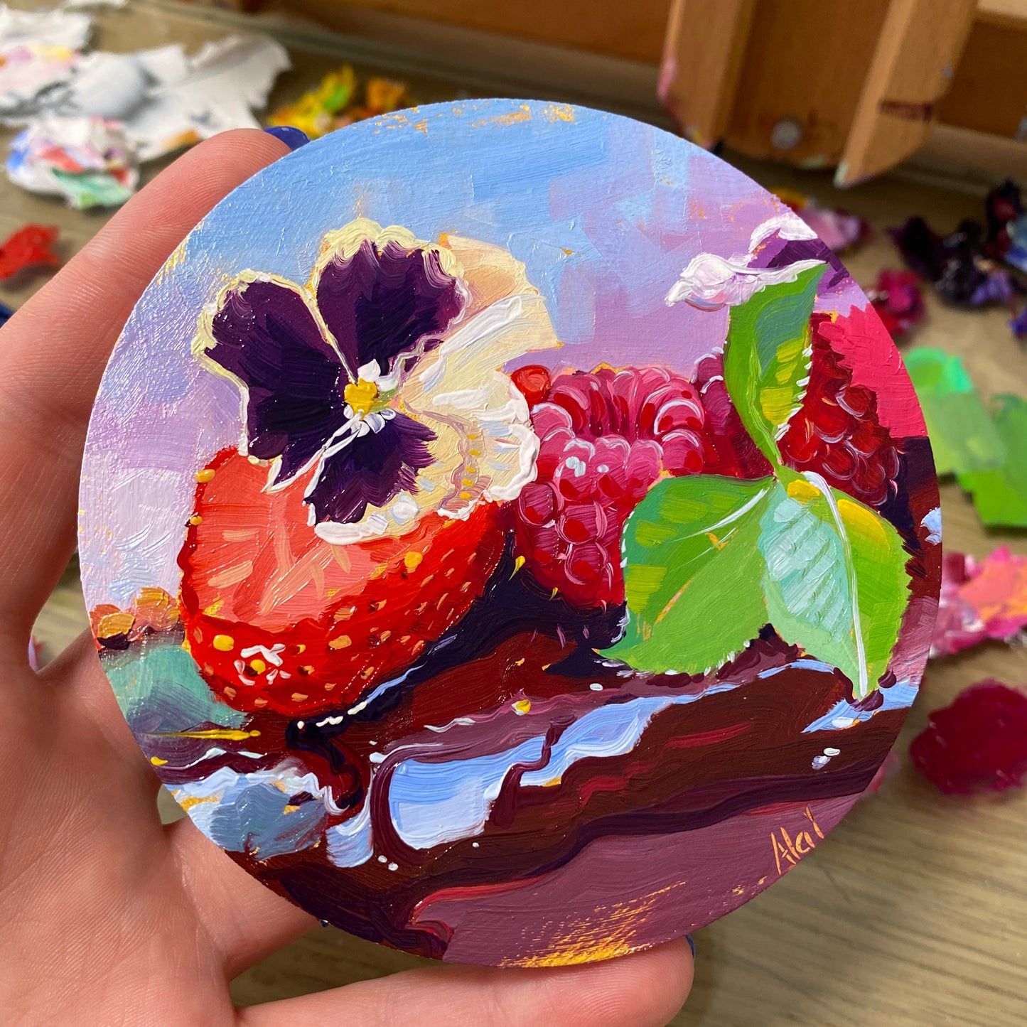 Berries and flowers - Original Oil Painting