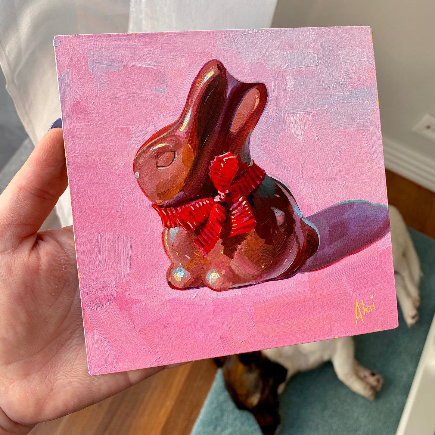 Chocolate bunny - Original Oil Painting