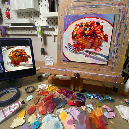 Pastel de bayas - Pintura al óleo original
