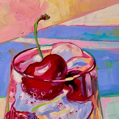 Bebida de cereza - Pintura al óleo original