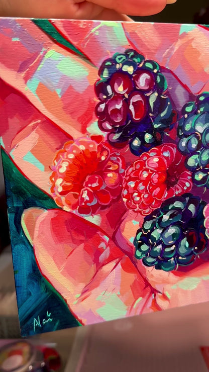 Berries on hand - Original Oil Painting