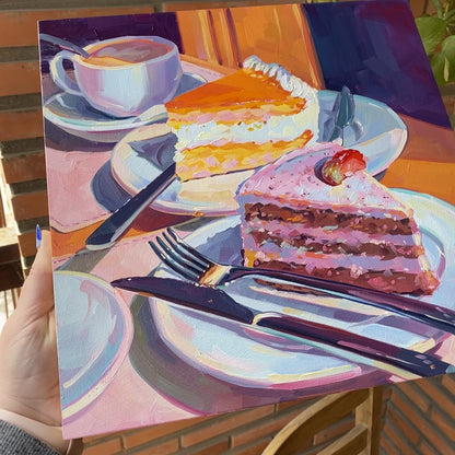 Pastel para dos - Pintura al óleo original