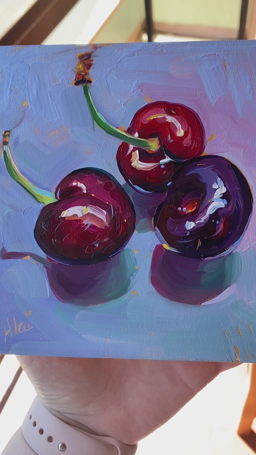 Sexy Cherries II Oil Painting | Moody Fruit Art | Alai Ganuza