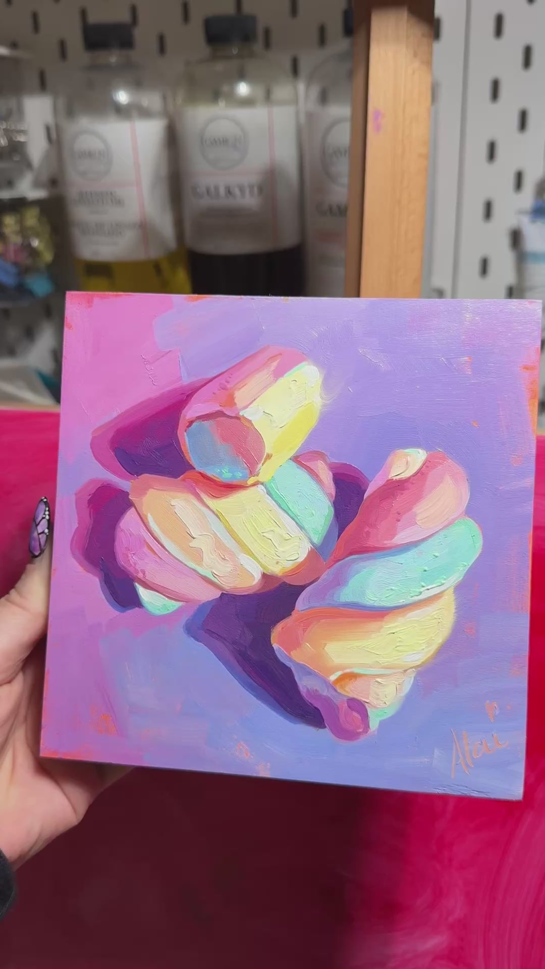 Marshmallows Oil Painting | Pastel Food Art for Kitchen | Alai