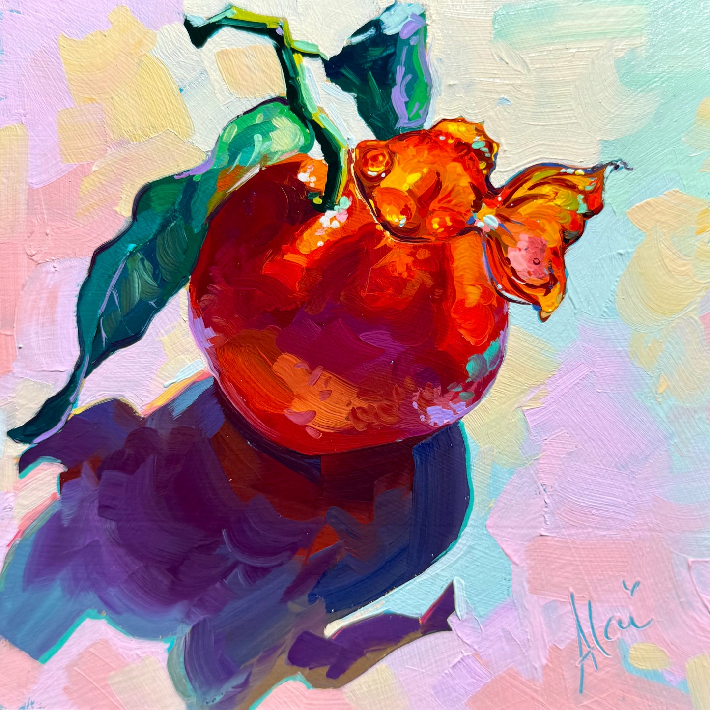 Tangerine Flavor - Original Oil Painting - 15x15 cm (6x6")