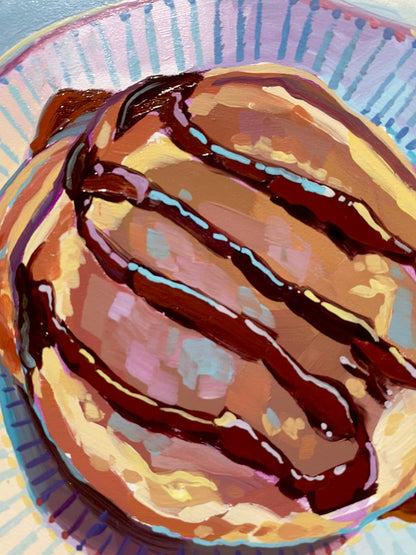Pancake - Original Oil Painting - Breakfast Food Art - 6 inches