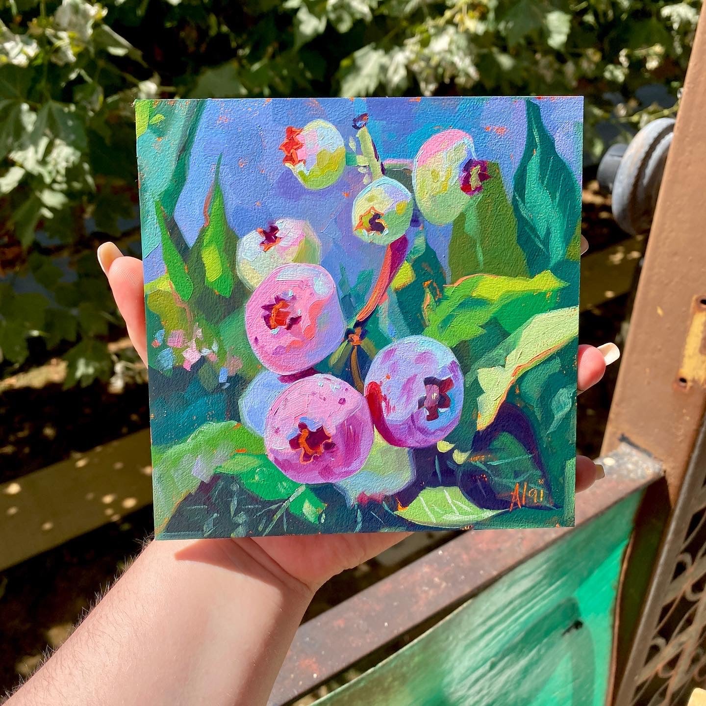 Definitely Not Blueberries - Original Oil Painting - Botanical Art - 6 inches