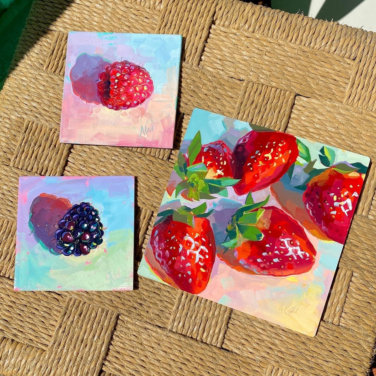 Single Blackberry - Original Oil Painting - Fruit Art - 4 inches