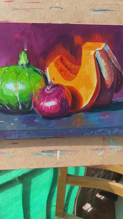 Pumpkin and onion - Original Oil Painting