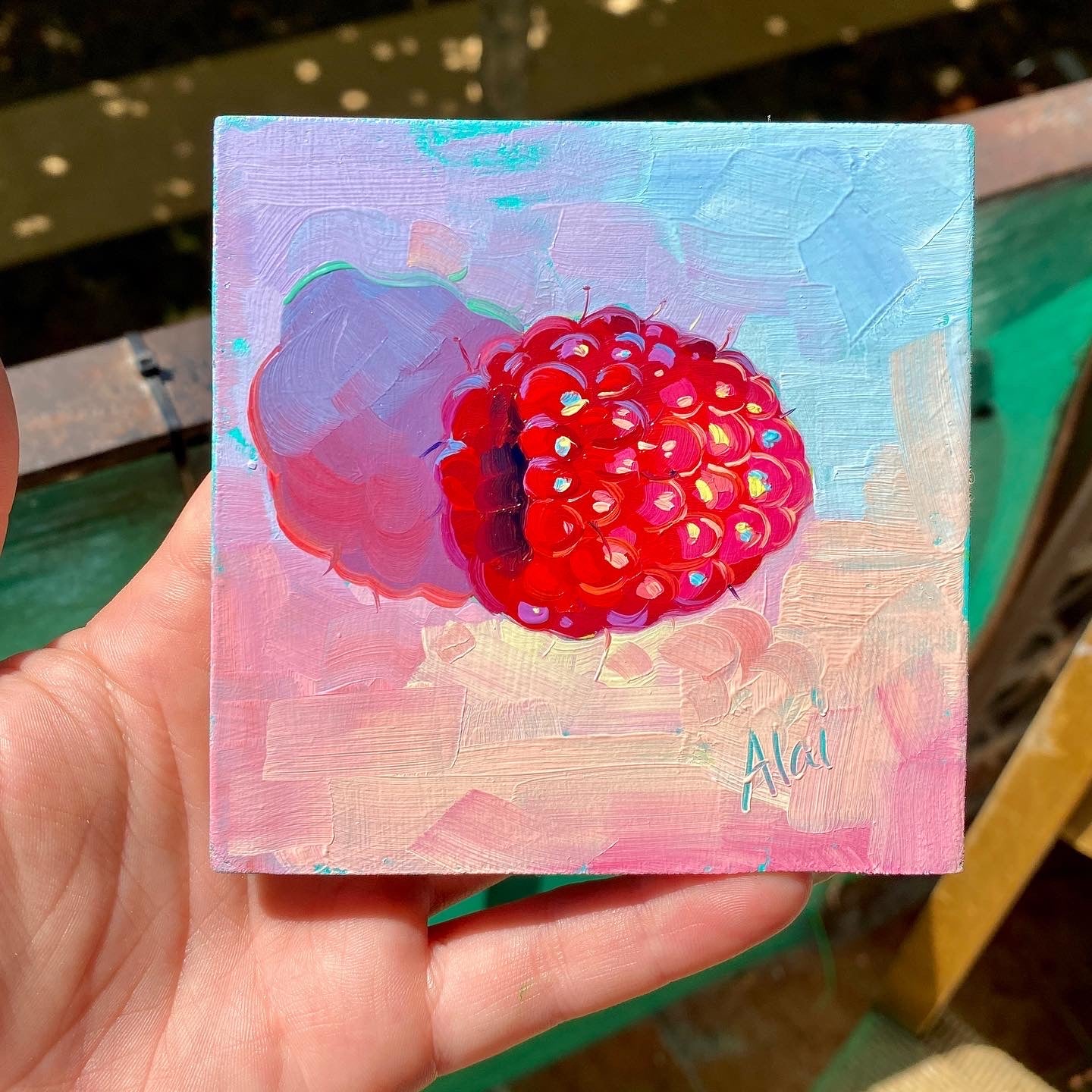Single Raspberry - Original Oil Painting - Fruit Art - 4 inches
