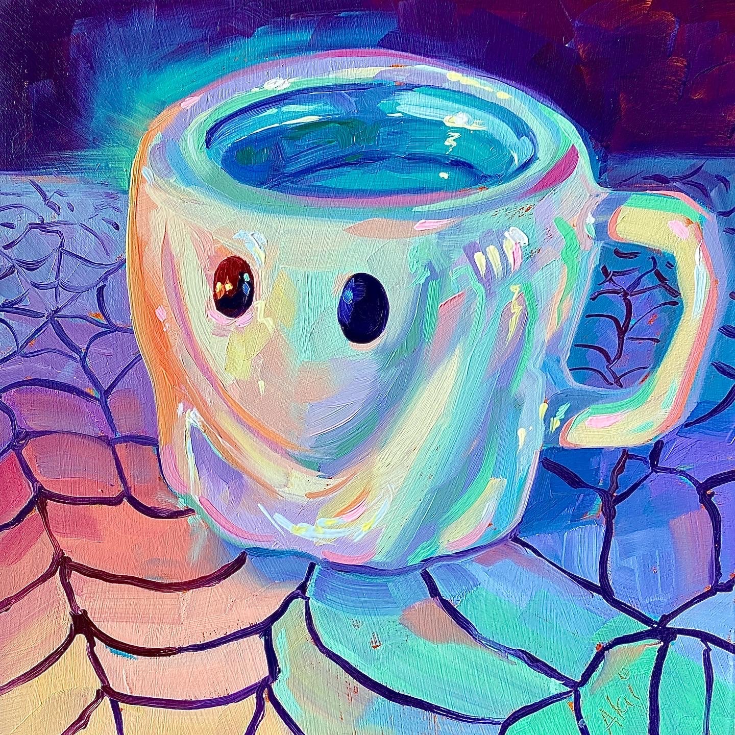 Ghost mug - Original Oil Painting