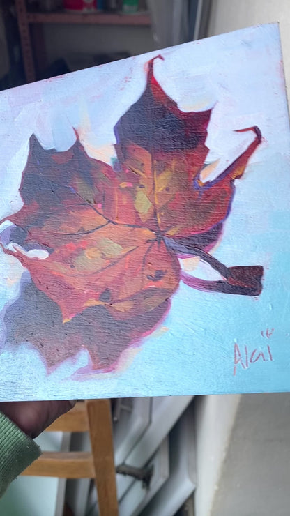 Leaf - Original Oil Painting - Autumn Nature Art - 6 inches
