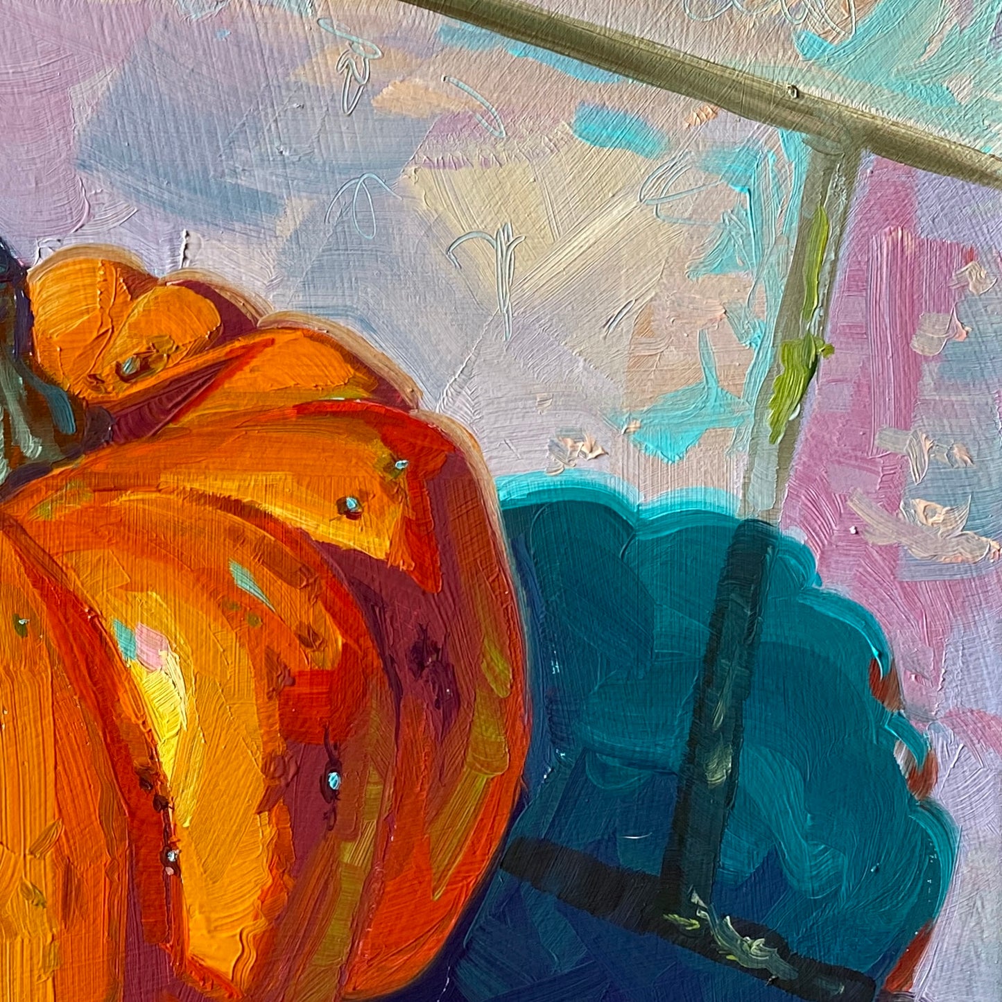 Cuadro al Óleo Calabaza en suelo violeta