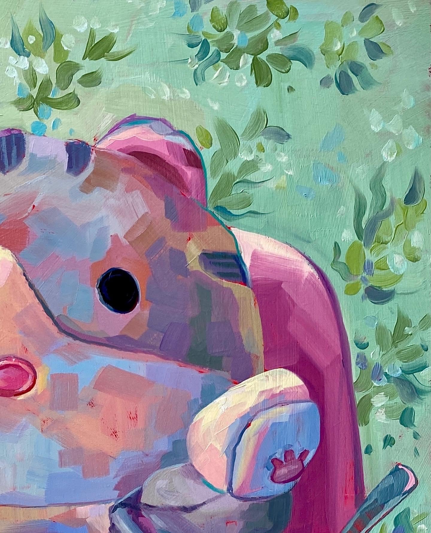 Kitty peluche teniendo una fiesta de té Pintura al óleo