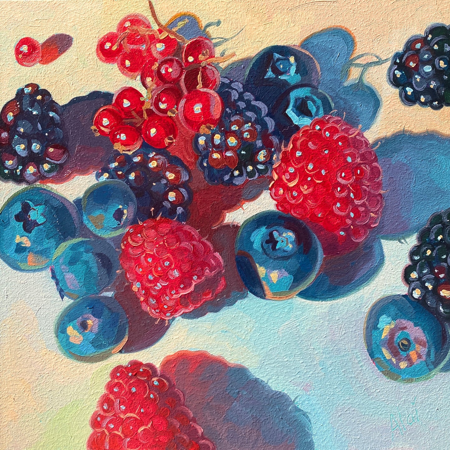 Berries on the table - Oil painting Print