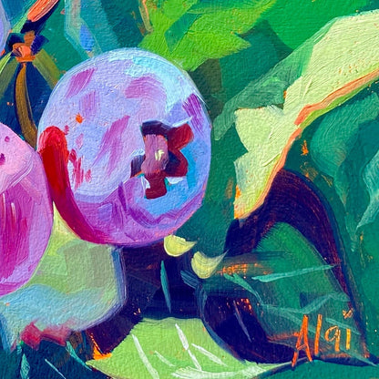 Definitely Not Blueberries - Original Oil Painting - Botanical Art - 6 inches