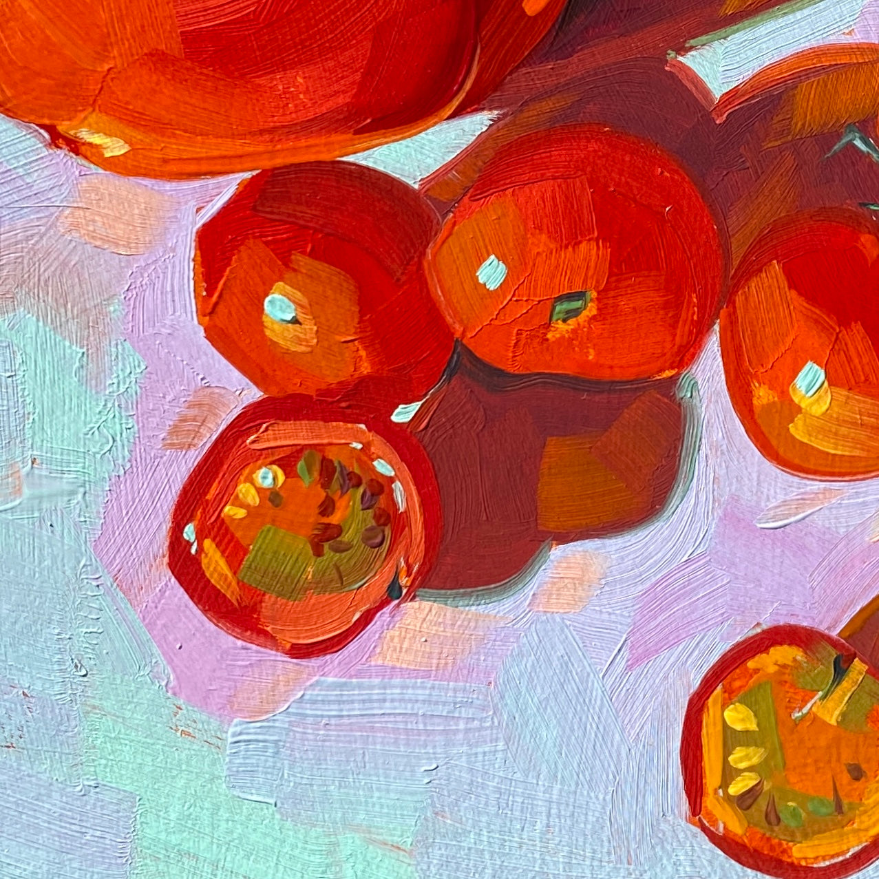 Tomato Family - Original Oil Painting - Kitchen Art - 9 inches