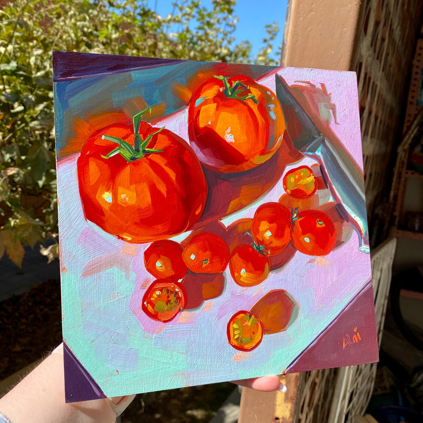 Tomato Family - Original Oil Painting - Kitchen Art - 9 inches