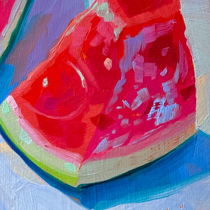 Cobalt Watermelons - Original Oil Painting - Fruit Art - 9 inches
