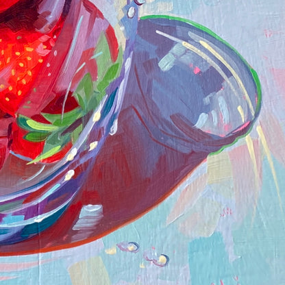 Fresas en vaso - Eau de fresa - Pintura al óleo