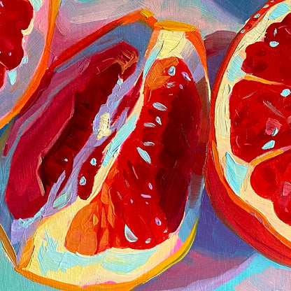 Pomelos sobre pintura al óleo rosa