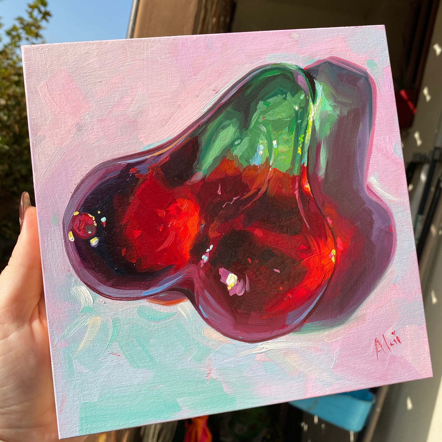 Sweet Life: Cherries II - Original Oil Painting - Candy Art - 8 inches