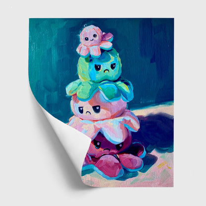 Tower of sad octopus - Oil painting Print